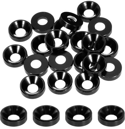QUARKZMAN Arandelas Cónicas Avellanadas M5 Agujero Diámetro 5.1mm Arandelas de Cabeza Cónica de Aluminio para Tornillos RC/FPV/PC/Drone/Modelos Paquete de 20 (Negro)
