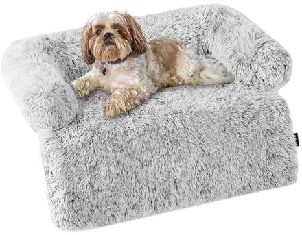 HMTOPE Hundebett, Anti-Bewuchs Hundedecke, Hundesofa, Sofaschutz, Waschbar und rutschfest Hundekissen für Kleine Hunde, Größe M, 80 x 75 x 16 cm, Hellgrau