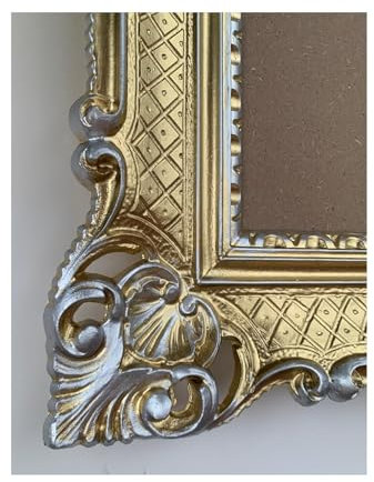 Generisch BILDERRAHMEN Barock 50x70 cm Prunk Rahmen Antik Fotorahmen 70x90 cm Gemälde Rahmen hochzeitsrahmen Werbetafel (Gold/Silber)