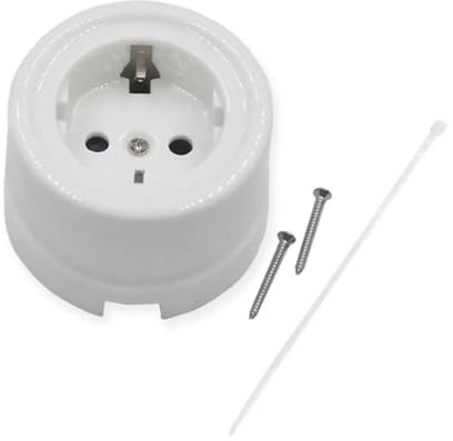 Wall Light Retro Ceramic Knob Rotary Switch Socket White(White Socket)