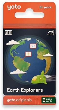 YOTO Earth Explorers - 8 Kinder-Audiokarten zur Verwendung mit Player und Mini-All-in-1-Audiogerät, pädagogisches bildschirmfreies Hören mit lustigen Geschichten zum Lernen und interaktiven Quiz, ab 6
