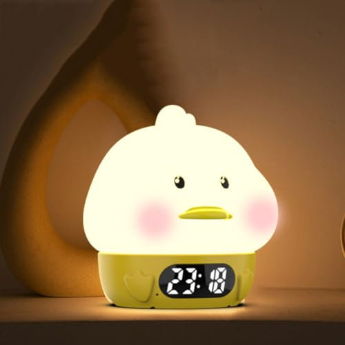 LOGT Ente Nachttischlampe Touch Dimmbar Nachtlicht mit Lichtwecker Funktion Nachtlicht Kinder Stilllicht Wiederaufladbar Nacht Licht Touch Control Tischlampe Tragbar Silikon für Baby Jungen