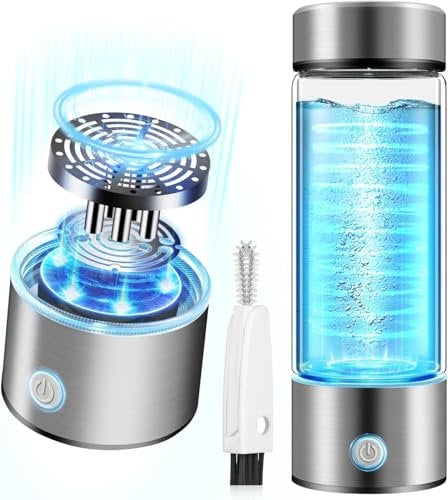 IUHFSIFS 4.0 Generation Hydrogen Water Bottle【High Hydrogen Content 3000PPB】【0 Chlorine & 0 Ozone】Hydrogen Water Bottle generator UK with 4.0 SPE PEM Technique, 420ML (2 Brush)