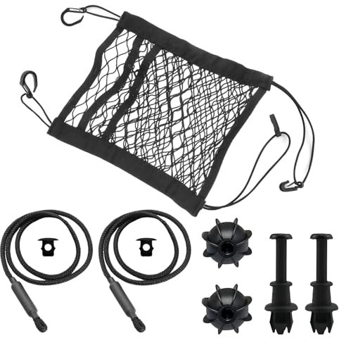 HTTYHT Autositz Organizer Netz mit 2 Kofferraum Halteband Hutablage Auto Rücksitz Tasche 25x30cm Elastisch Netztasche Kfz Rückenlehne Aufbewahrungsnetz Gepäcknetz Universal Set für VW Golf 7 6 5 4 SUV