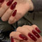 Lot de 24 faux ongles à coller en forme de cercueil - Bordeaux - Ballerine artificielle - Faux ongles - En acrylique - Pour Noël - Pour femme