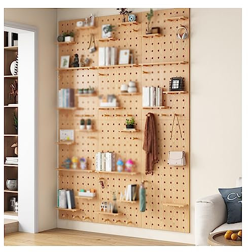 Panneau perforé mural en bois pour maison, bureau, garage, panneau de rangement mural élégant et fonctionnel (60 x 120 cm)