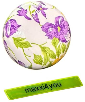 Ding Dong Fahrradklingel Lila Blumen Design Fahrradklingel Ø 60 mm inkl. maxxi4you Reflexband