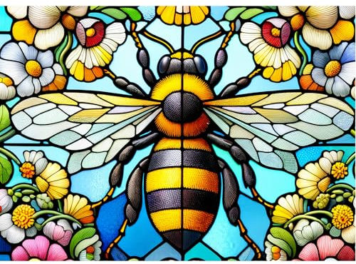Sutinban Jigsaw Puzzles for Adults 1000 Piece Stained Glass Bee 1000 Piece Jigsaw Puzzles for Adults and Kids Age 12 Years Up Gift 70 * 50cm