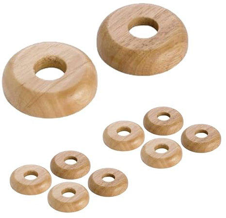 APXB 8 Pieces 15mm Solid Oak Colour Wooden Wood Radiator Pipe Collars Cover Floor Pipes Pack of 8 Easy Fit Split to Hide Radiator Pipes Base