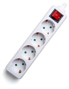 Regleta - regleta Alemana de 4 vías, sin Cable, con Interruptor, Color Blanco. Ideal para organizar y conectar múltiples Dispositivos.*