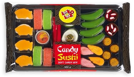 Look-O-Look Candy Sushi 300g – Fruchtgummis aus Schaumzucker & Süßwaren | in Maki- und Nigiri-Optik, Originelles Geschenk für Partys, Geburtstage, Naschkatzen und asiatische Themenabende
