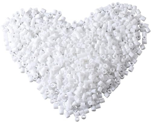 SOFPLATE 1 Box 2000 Pieces 5mm Melting Beads Crafts White Fuse Beads Bulk Storage Refills Plastic Iron Melty with 3mm Hole Compatible Hama Replenish Accessories for Crafting DIY Holiday Decor Adults