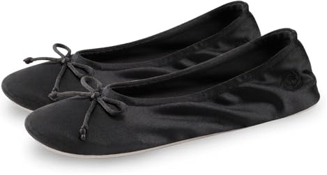 BCVIA Women's Ballerina House Slippers with Bow Ladies Satin Ballet Flat Lightweight Comfy Memory Foam House Shoes