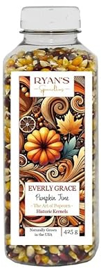 Everly Grace Pumpkin Time Popcorn Mais, Schalenarme Popcornkörner | Kleine, schalenarme Premium-Maiskörner aus den USA. Ideal für herbstliche Snacks sowie süße oder salzige Heimkino-Rezepte