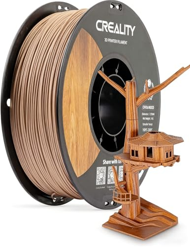 Creality Holzfilament PLA, 3D-Druckerfilament 1,75 mm, glatte Seidentextur, Robustheit, 1 kg (2,2 Pfund) / Rolle Druckfilament, für alle Drucker (Holz)