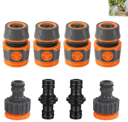 Raccordo tubo irrigazione 1/2 pollici 8 pezzi, connettore tubo giardino con attacco rapido, kit raccordi tubo dell'acqua in plastica per irrigazione giardino, pulizia auto, rubinetto e uso domestico