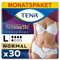 TENA Silhouette Normal Taille Basse - Sous-vêtements Absorbants Jetables Incontinence Femme - Post-accouchement - Pour Fuites Urinaires Modérées - Blanc - Taille L - 30 Culottes (Pack 1 mois)