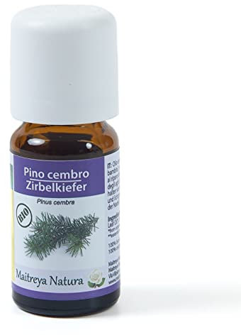 Olio Essenziale biologico PINO CEMBRO 100% puro e naturale, 10ml - aromaterapia, diffusore, massaggio, cosmetica - qualità controllata e certificata, vegan