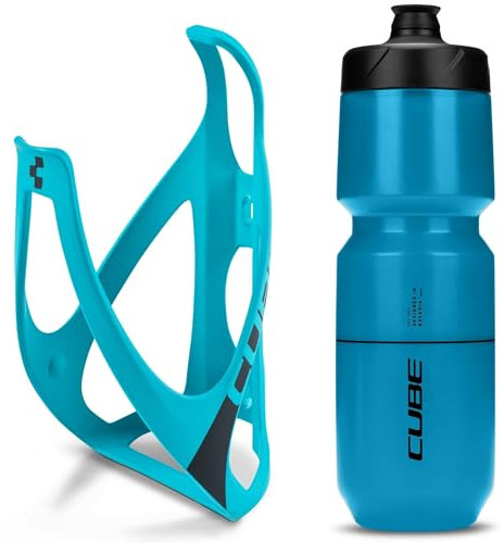 Cube HPP Cage - Matt White/Black & Icon Bottle - Black, 750ml / Water Drink Flask Vessel Bidon Holder Mount Bracket Kit Lightweight Plastic Drinking Hydration Biking Bike Riding Frame Accessories