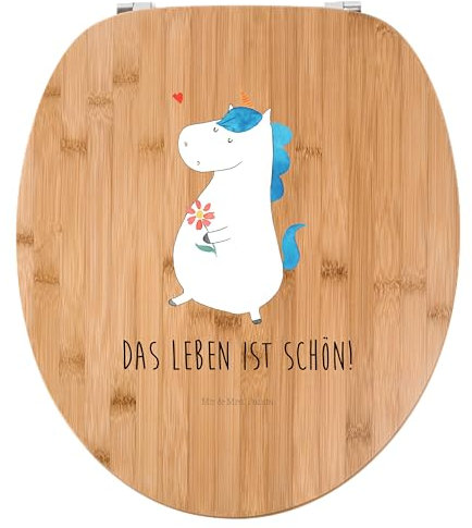 Mr. & Mrs. Panda Motiv WC Sitz Einhorn Spaziergang - Geschenk, Glitzer, Klobrille, Unicorn, Toilettendeckel, Blumen, Freundin, WC-Sitz, Einhörner,