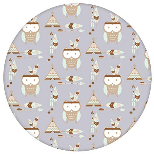 graue KindertapeteIndianer Eulen - Vliestapete Kinder, Vintage GMM Design Tapete für Kinderzimmer | Spielzimmer (H: 2,6m B: 46,5cm)