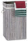 Relaxdays Wäschekorb Bambus, faltbar & tragbar, XL 70l mit Deckel, eckiger Wäschesammler, HxBxT: 63 x 36 x 36 cm, grau