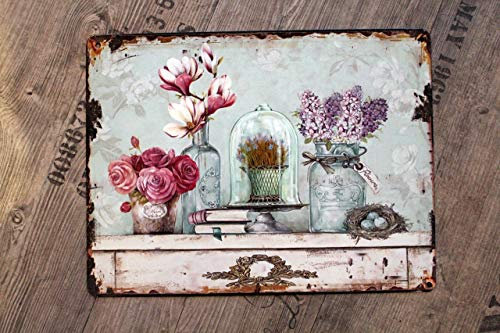 GH Shabby Blechschild Blumen