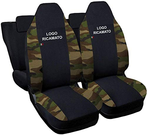 Rebeca Shop Kompatible Autositzbezüge zweifarbig Schwarz - Camouflage Grün Klassisch