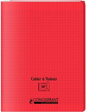 Cahier à rabats 24x32-48 pages - Séyès - Polypro rouge