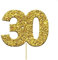 Anniversary House 12 Pcs Gold Glitter Birthday Age 30 Cake Toppers, 3.8 x 4.5cm Cupcake Toppers, 30th Anniversary Decorations, Number 30 Birthday Cake Decorations, Paper, J063