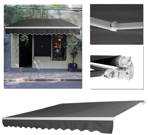 LZQ Store de terrasse en aluminium à bras articulé 2,5*2 m gris foncé