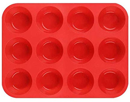 SULCMOD Silicone Muffin Trays for 12 Muffins Non-Stick Muffin Cupcake Tin, Baking Mould for Muffins or Cupcakes Bakeware Red