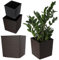 KADAX Blumentopf aus Kunststoff, wetterfester Gartentopf für Balkon, Terrasse, Innenbereich, Leichter Topf mit Einlage, Pflanzentöpf, Blumenkübel (Braun, Höhe: 30 cm)