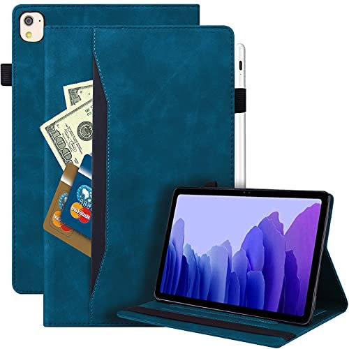 Rosbtib Custodia per iPad 9/8/7 (10.2 Pollici, 2021/2020/2019, 9/8/7 Generazione),Folio Cover Business Pelle al Tatto Multi-angli Stand Case con Slot per Schede per iPad 10.2/ Air 3/ Pro 10.5, Blu