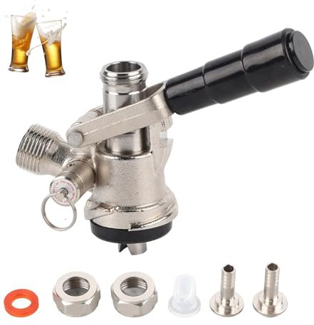 Keg Kegverschluss, Kegverschluss Zapfkopf Keg-Koppler S-Typ Fassbierzapfanlage mit 6 Armaturen Bierfass Sicherheitsüberdruckventil Heimbrausystem