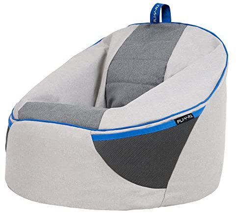 PLAY-R1 Alpha Kids Bean Bag, Grey, Gaming Chair for Kids, Bean Bag with Filling Included for Girls and Boys, Childs Chair, Beanbags for Children, Gaming Room, Playroom Décor, Bedroom Accessories