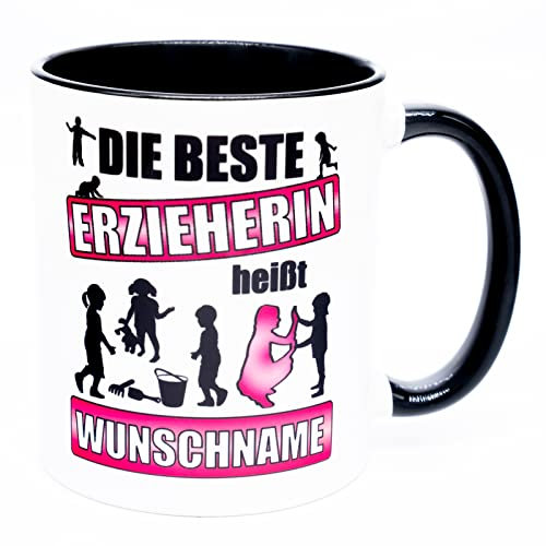 Die beste Erzieherin heißt Name Tasse personalisiert Danke Geschenk Kindergarten Abschiedsgeschenk für Erzieherinnen Tagesmutter Abschied Kita Dankeschön Weihnachten Kindergärtnerin Geburtstag Lustig