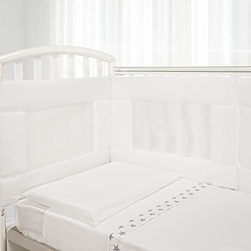 Babysanity - Bettumrandung Babybett mit Baby Air Mesh-System ausgestattet - Der weiche und stabile babybett umrandungen sorgt für eine sichere Schlafumgebung für das Kind (Weiß)