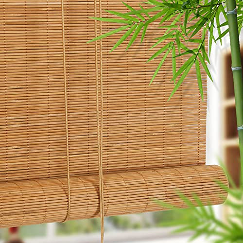 Natürliche Bambus-Rollo Raffrollo,Bambusrollo,Holzrollo Jalousie,Schnurzugrollo,Vorhang,Lichtfilter-Rollo,Verdunkelungsrollos,Sichtschutz,für Teehaus/Restaurant/Garten/Balkon (160x200cm/63x79in)