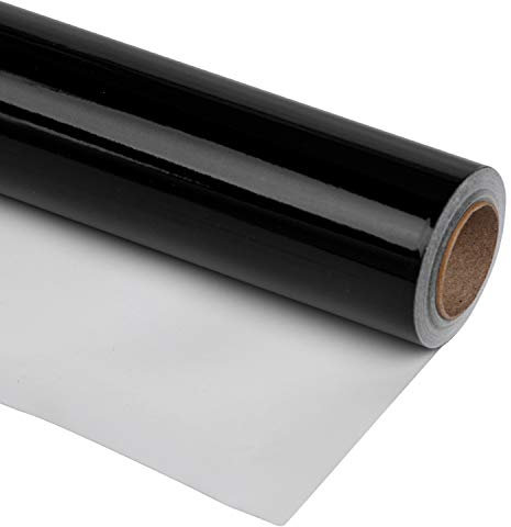RUSPEPA Papier D'Emballage Métallique Noir - 81,5 Pieds Carrés - Papier De Couleur Unie Parfait Pour Les Fêtes, Mariages, Anniversaires, Noël, Baby Shower - 76 cm X 10 m