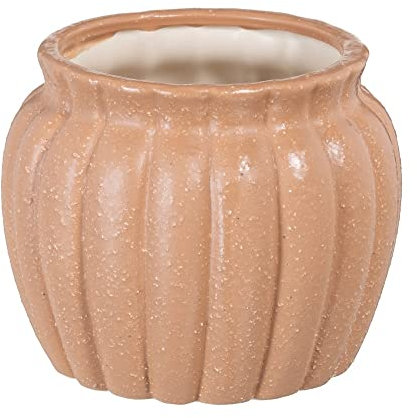 LOLAhome Pot avec Texture en céramique Orange de Ø 17 x 14 cm