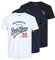 JACK & JONES Mens Ethan 3 Pack T-Shirt Black/White/Navy M