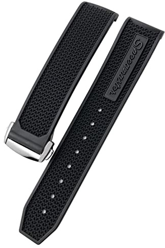 SKM Für Omega Speedmaster Uhrenarmband Edelstahl Faltschnalle 20 mm 21 mm 22 mm Gummi Silikon Armband (Farbe: Schwarz Schwarz Silber, Gr??e: 19 mm)