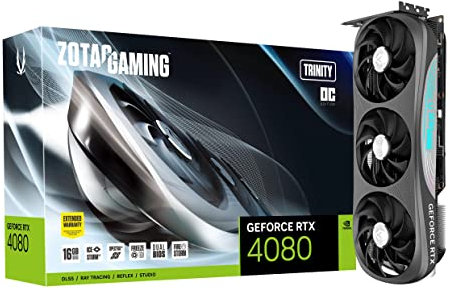 ZOTAC Gaming GeForce RTX 4080 16GB Trinity OC GDDR6X 256-bit 22.4 Gbps PCIE 4.0 Graphics Card, IceStorm 2.0 Advanced Cooling, Spectra 2.0 RGB Lighting, ZT-D40810J-10P