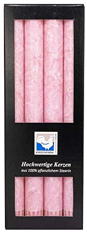 Kerzenfarm Hahn Stearin Stabkerze Set, rosa