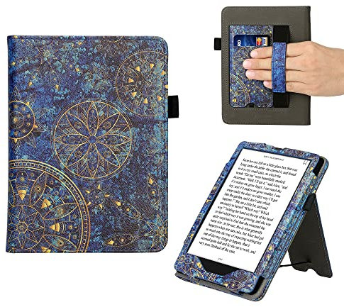 kwmobile Klapphülle kompatibel mit Amazon Kindle Paperwhite 11. Generation 2021 Hülle - Flipcase für Kindle Paperwhite Hülle mit Handschlaufe - Mandala