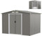 COSTWAY Abri de Jardin 4.7㎡en Acier Galvanisé Anti-UV, 260 x 207 x 181 CM, Cabane de Jardin Exterieur 9.7 m³ avec Fondation et Porte Coulissante, Rampe, 4 Trous d’Aération, 4 Gants Inclus, Gris