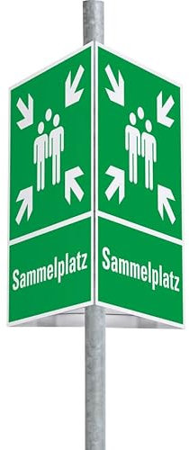 Dreifke® Schild | Dreieckset Rettungszeichen Sammelstelle, Aluminium, 400x600mm, inkl. Befestigung