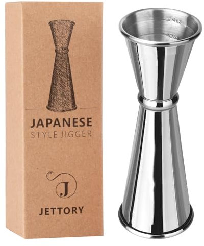 Jettory Jigger - Jigger Japonais 1oz / 2oz avec Mesures à l'Intérieur - Jigger à Cocktail - Jigger en Acier Inoxydable 304 de qualité alimentaire pour le Barman - Mesureur de Bar.