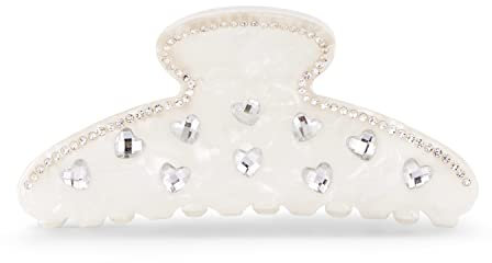 LILIE&WHITE Haarspange Haarclip in Weiß – Elegantes Design mit Strasssteinen und Herzmotiven, Stabiler Haarschmuck für Damen, Geeignet für Alltag und besondere Anlässe